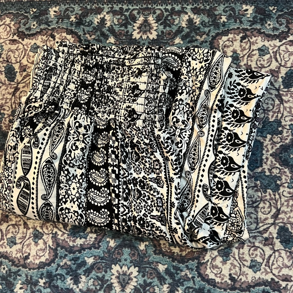 Bohemian Black and White Patterned Pants